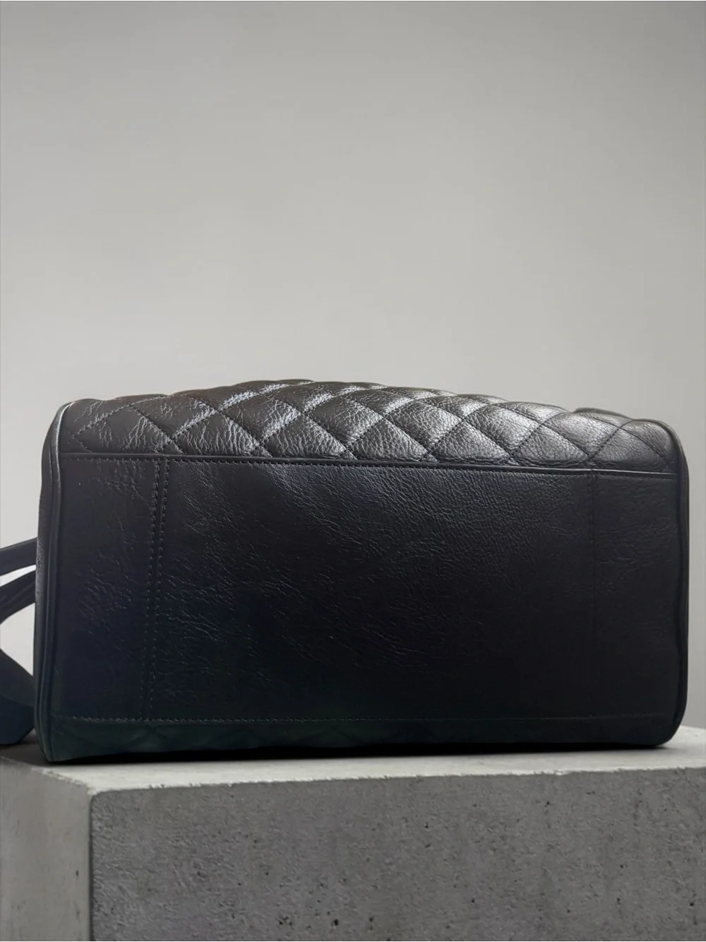 Rebecca Minkoff Quilted Leather Satchel Crossbody Black Gold Hardware Handle Bag